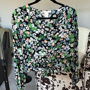 H&M floral tie top